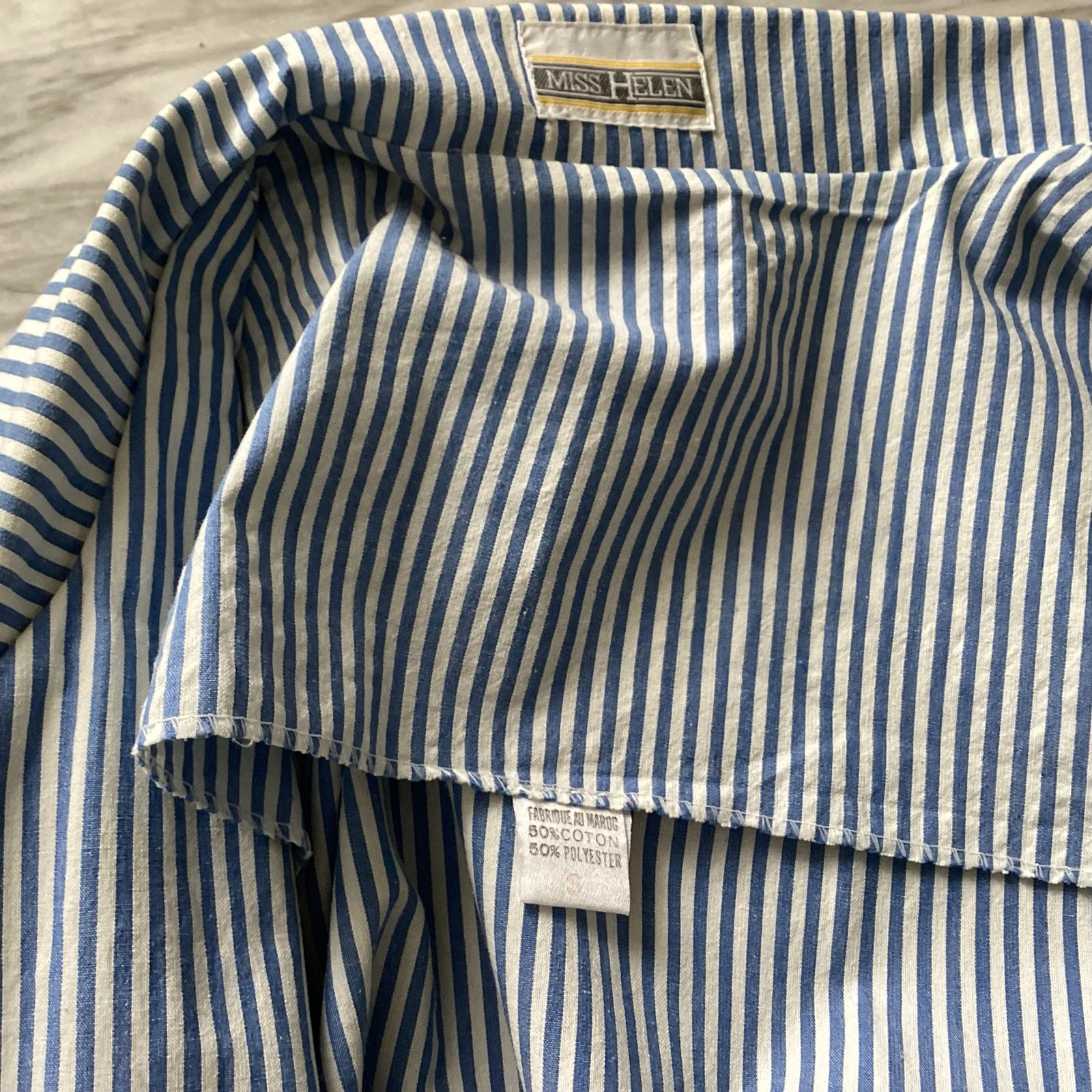 Blauw lichtblauw en wit gestreepte katoenen blazer, maat 3, controleer uw maten in de advertentie – photo 9